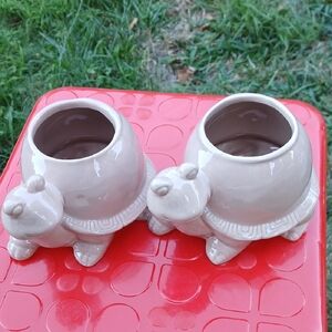 Adorable Cream Turtles Planter Vases